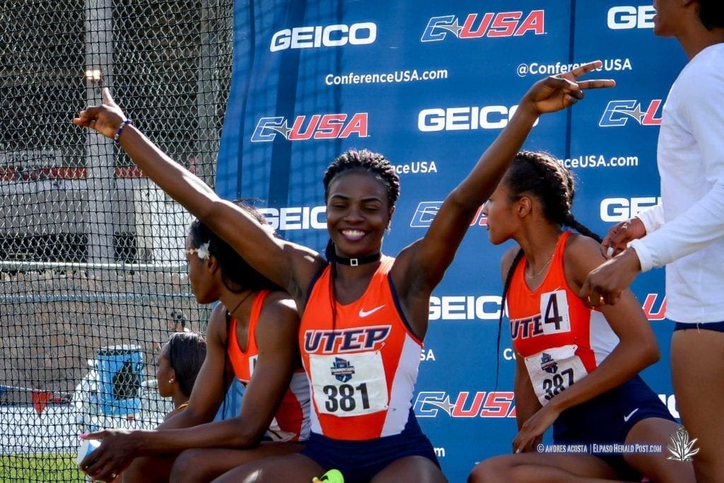 UTEP' Women capture the gold medal in 4X100 at the 2017 CUSA Track and field meet, Finals Kidd Field El Paso Texas