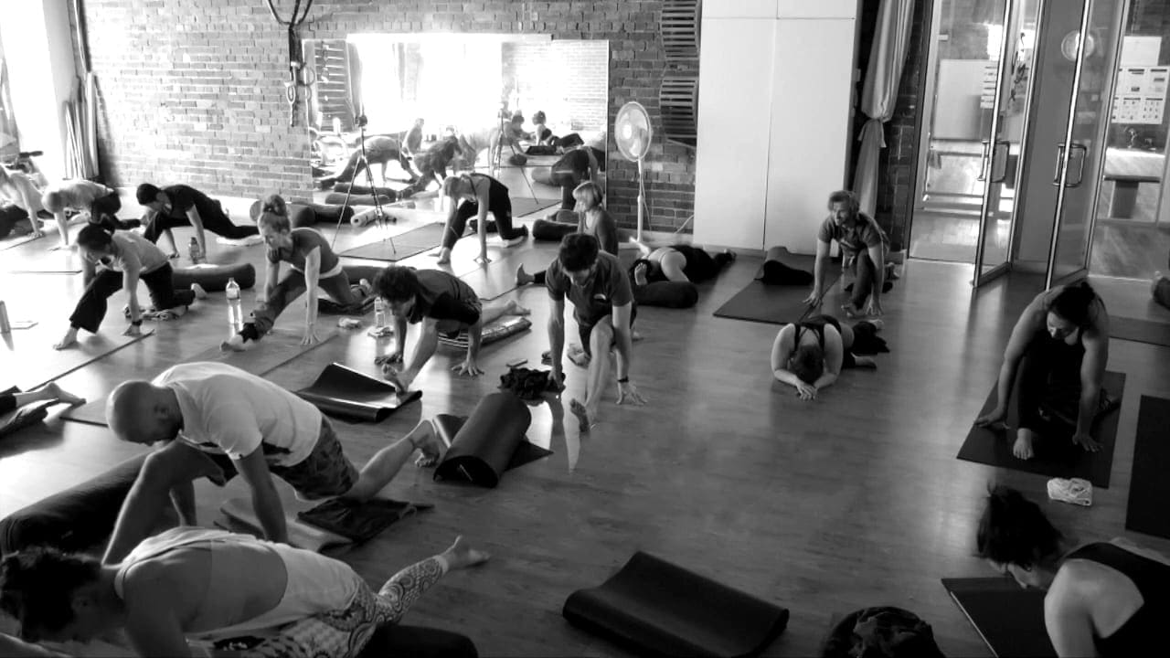 people stretching studio