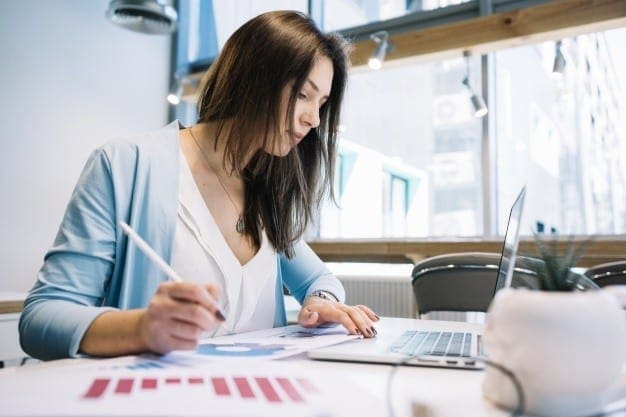 working woman at desk